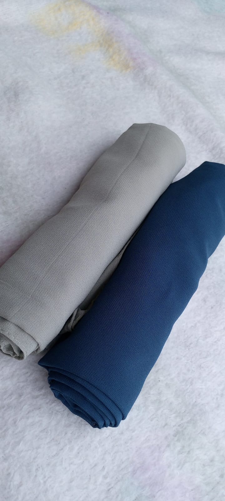 ⚡Set of 2 Georgette Hijabs – Skin & Blue with Hijab Pins