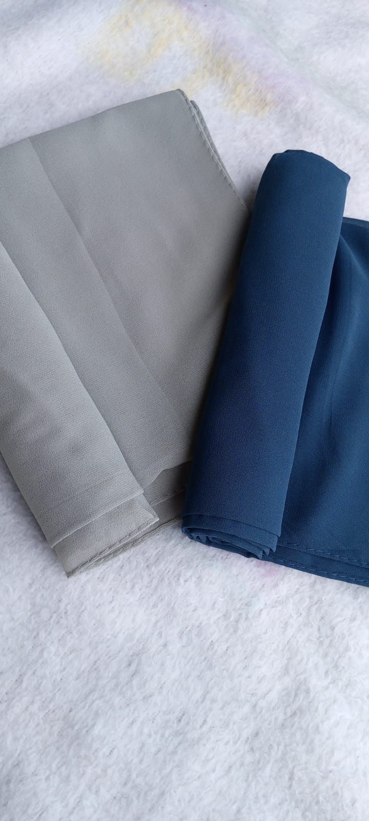 ⚡Set of 2 Georgette Hijabs – Skin & Blue with Hijab Pins