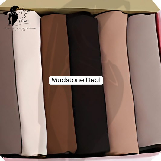 Mudstone Deal – 6 Premium Georgette Hijabs