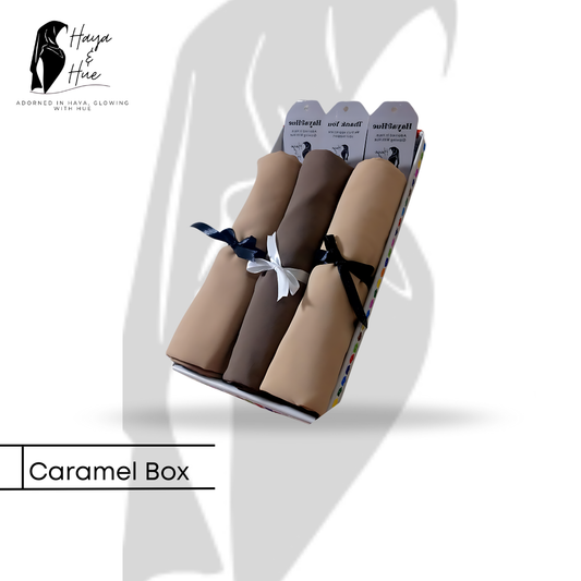Caramel Box – 3 Premium Georgette Hijabs in Neutral Everyday Shades