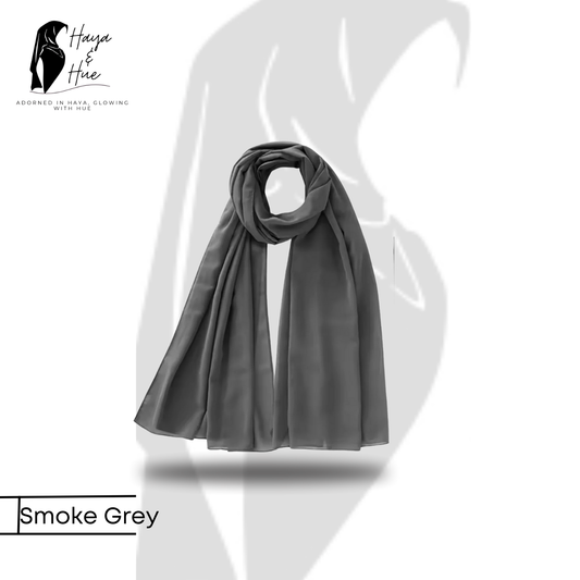 1x Georgette Hijab – Smoke Grey | Sleek, Modern & Effortless