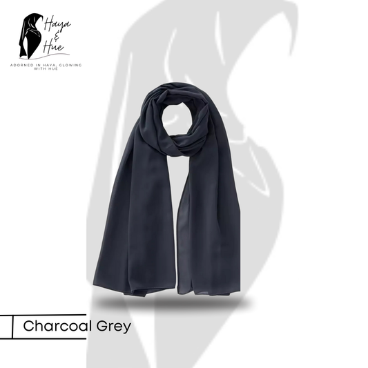 Premium Georgette Hijab – Charcoal Grey | Timeless & Easy to Style