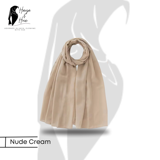 Premium Georgette Hijab – Nude Cream | Soft Tone, Everyday Styl