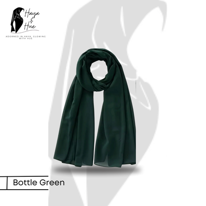 1x Georgette Hijab – Bottle Green | Rich, Flowy & Timeless