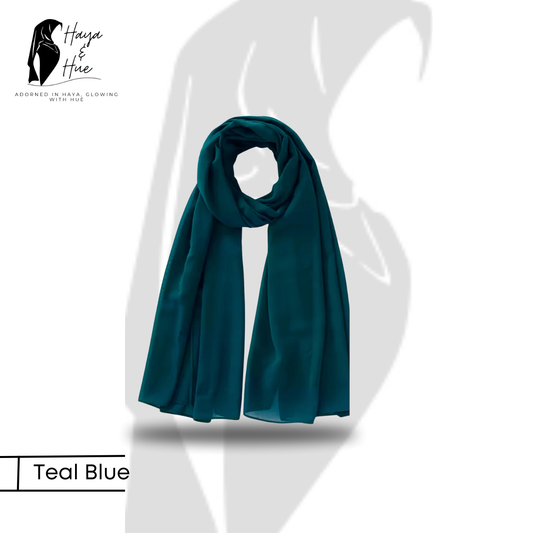 Teal Blue Georgette Hijab – Soft, Stylish & Everyday Ready