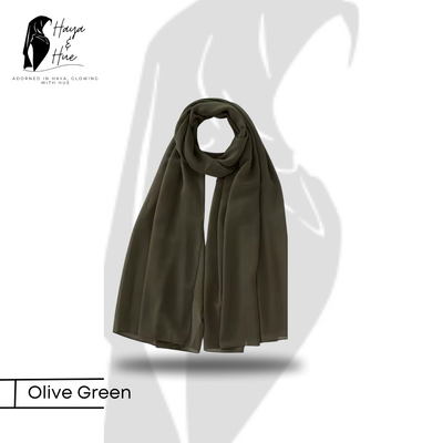 1x Premium Georgette Hijab – Olive Green | Elegant & Everyday Wear
