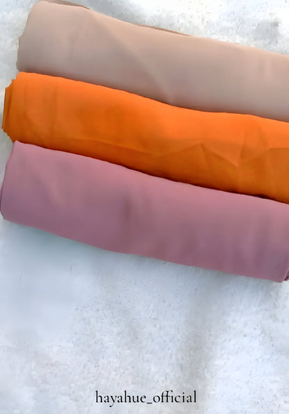 Set of 3 Georgette Hijabs – Orange, Pink & Nude