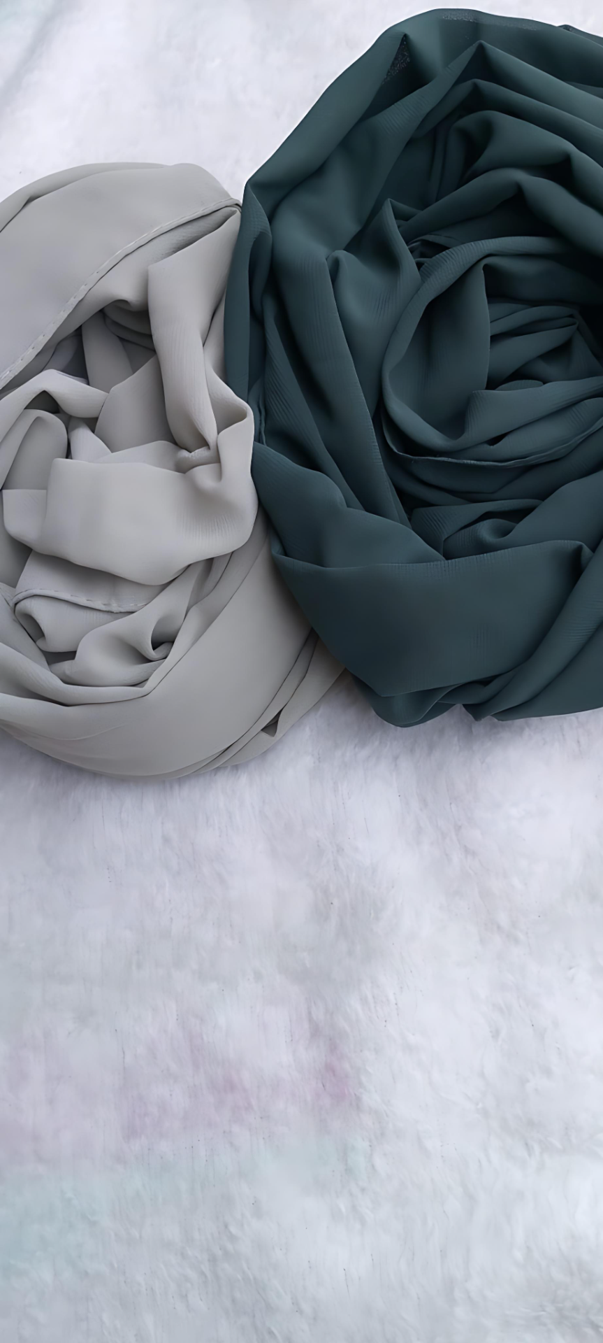✨ Set of 2 Georgette Hijabs – Mint & Dark Green with Skin-Tone Gloves