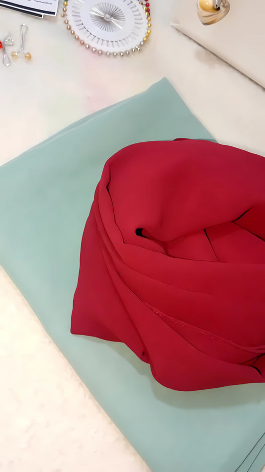 Haya Debut Deal – 2-Piece Georgette Hijab Set with Pins (Mint Green & Maroon)