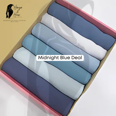Midnight Blue Deal – 6 Premium Georgette Hijabs