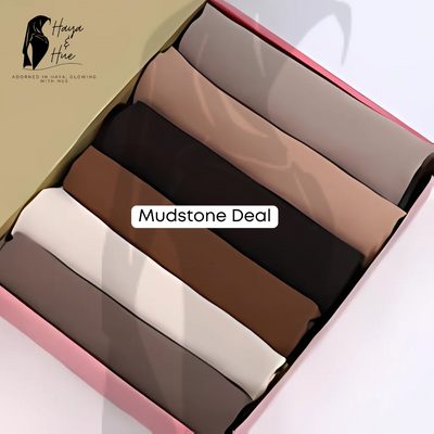 Mudstone Deal – 6 Premium Georgette Hijabs