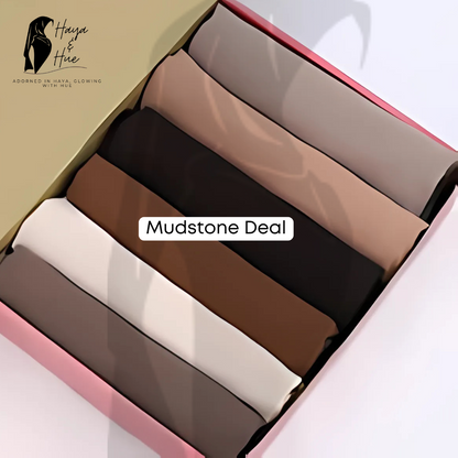 Mudstone Deal – 6 Premium Georgette Hijabs