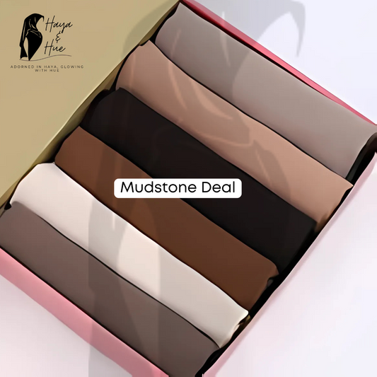 Mudstone Deal – 6 Premium Georgette Hijabs
