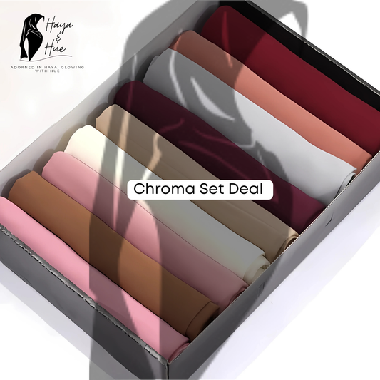 Chroma Set Deal – 9 Premium Georgette Hijabs (Mega Box)