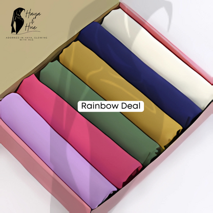 Rainbow Deal – 6 Premium Georgette Hijabs in Unicorn Shades