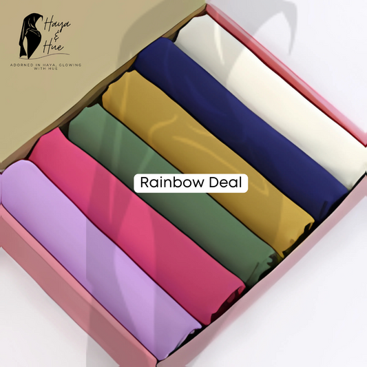 Rainbow Deal – 6 Premium Georgette Hijabs in Unicorn Shades