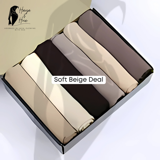 Soft Beige Deal – 6 Premium Georgette Hijabs in Neutral Elegance