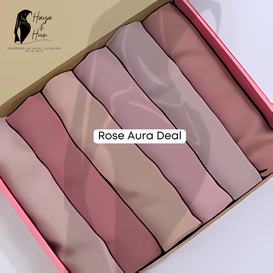 Rose Aura Deal – 6 Premium Georgette Hijabs in Flower Bouquet Shades