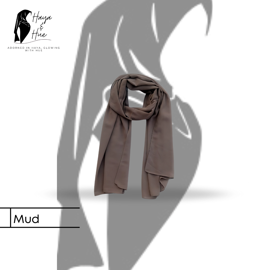 Mud Premium Georgette Hijab – Everyday Elegance in a Neutral Tone