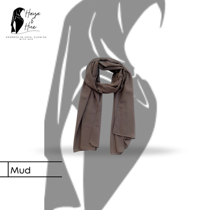 Mud Premium Georgette Hijab – Everyday Elegance in a Neutral Tone