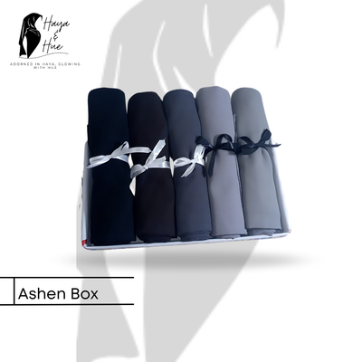 Ashen Deal Box: 5 Premium Georgette Hijabs in Elegant Cool-Tone Shades