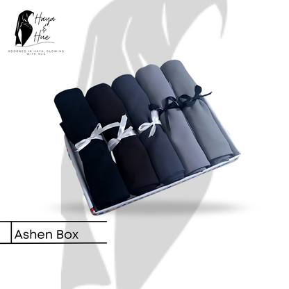 Ashen Deal Box: 5 Premium Georgette Hijabs in Elegant Cool-Tone Shades