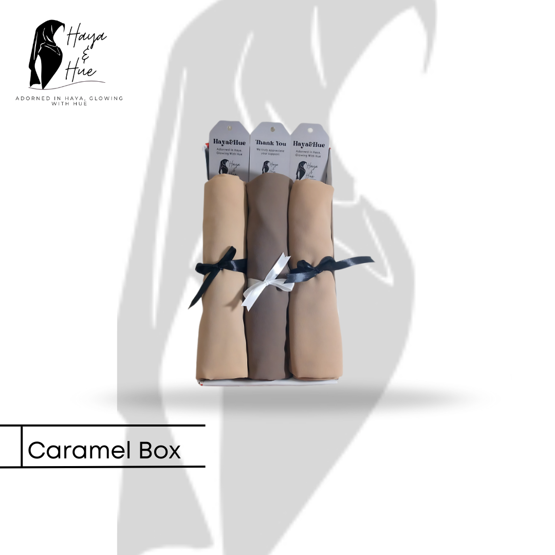 Caramel Box – 3 Premium Georgette Hijabs in Neutral Everyday Shades
