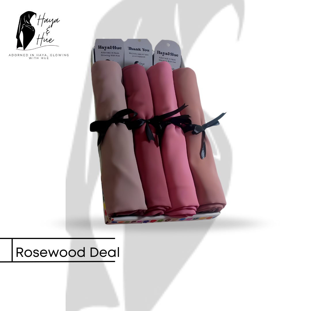 Rosewood Deal – 4 Soft Pastel Hijabs Set | Elegant Georgette Hijabs for Everyday & Special Occasions