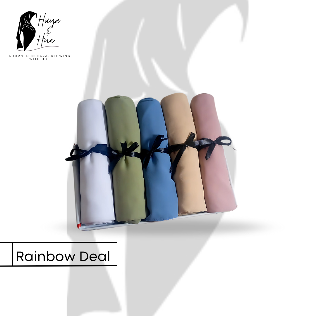 Rainbow Deal – 5 Premium Georgette Hijabs for Everyday Elegance & Confidence