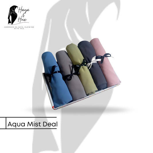 Aqua Mist Deal – 5 Premium Georgette Hijabs for Effortless Elegance & Everyday Confidence