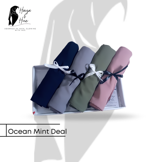 Ocean Mint Deal – 4 Premium Georgette Hijabs for Effortless Style & Everyday Comfort