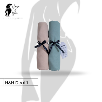 H&H Deal 1 – 2 Essential Hijabs for Students | Nude Cream & Mint Green