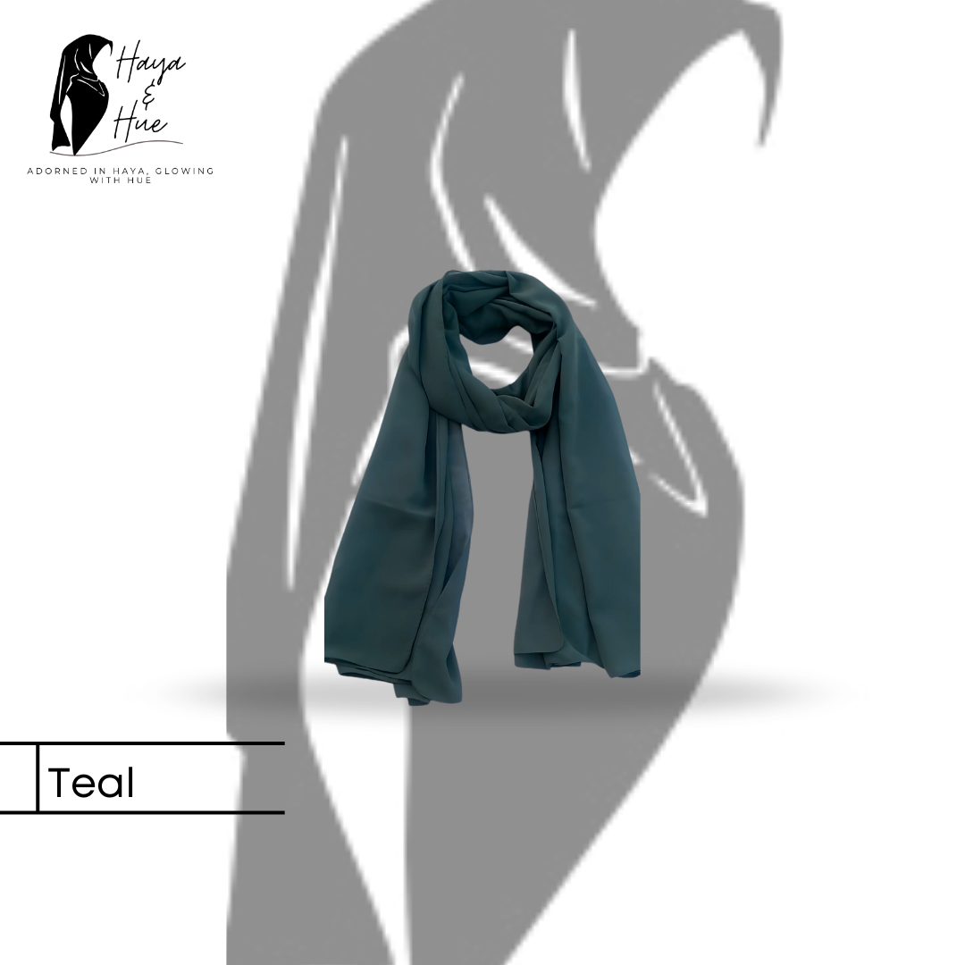 Teal Premium Georgette Hijab – Bold, Elegant & Effortlessly Stylish